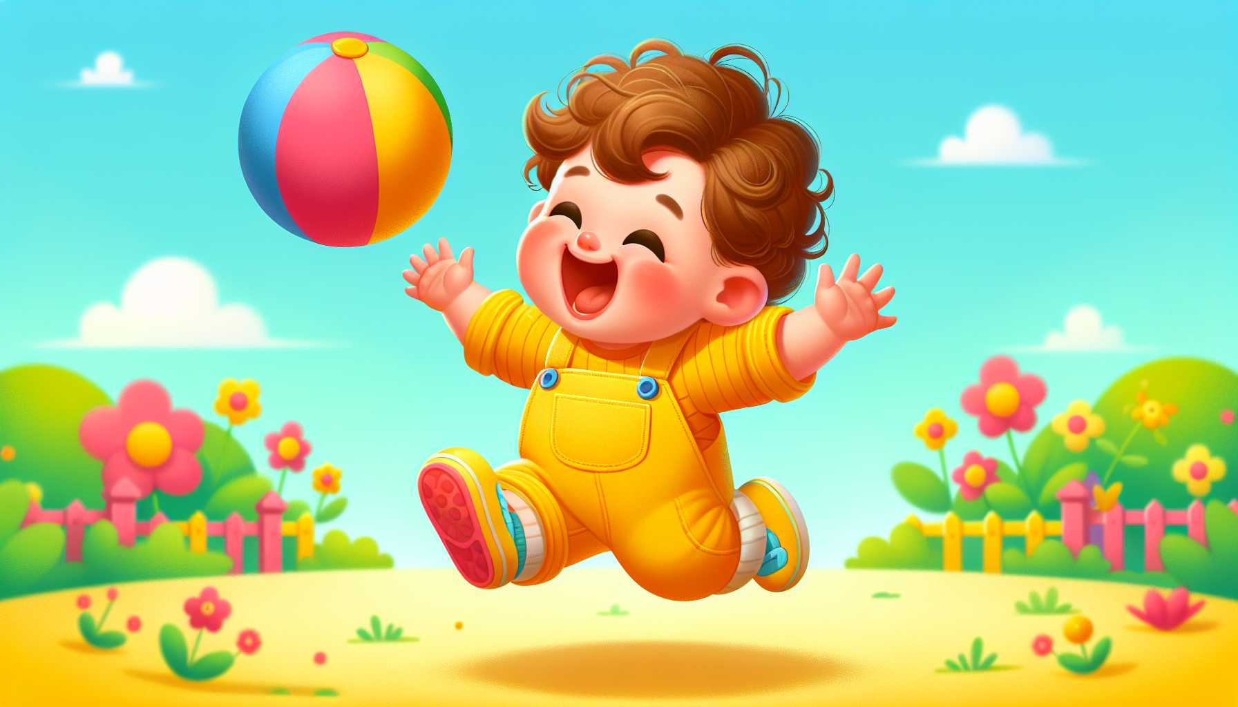 Playful toddler enjoying fitness games