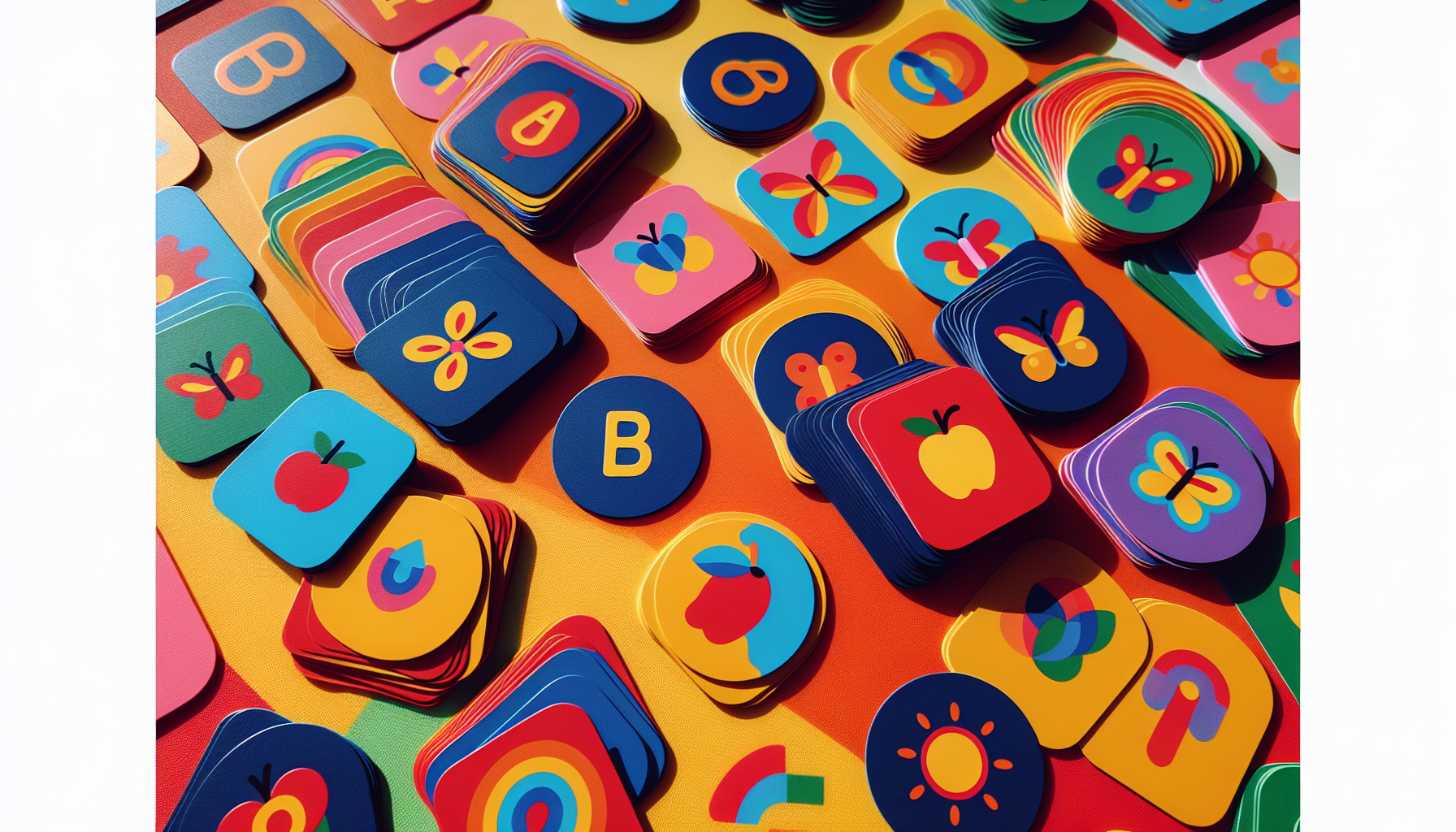 Alphabet matching game with colorful cards