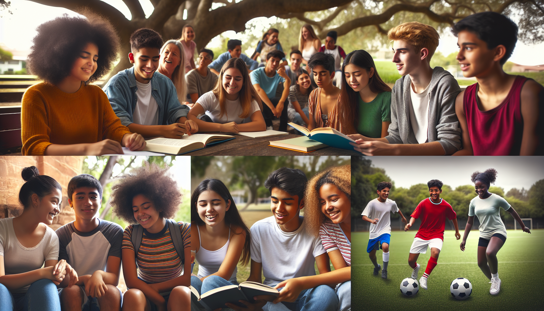 Illustration of diverse group of young people engaging in various activities