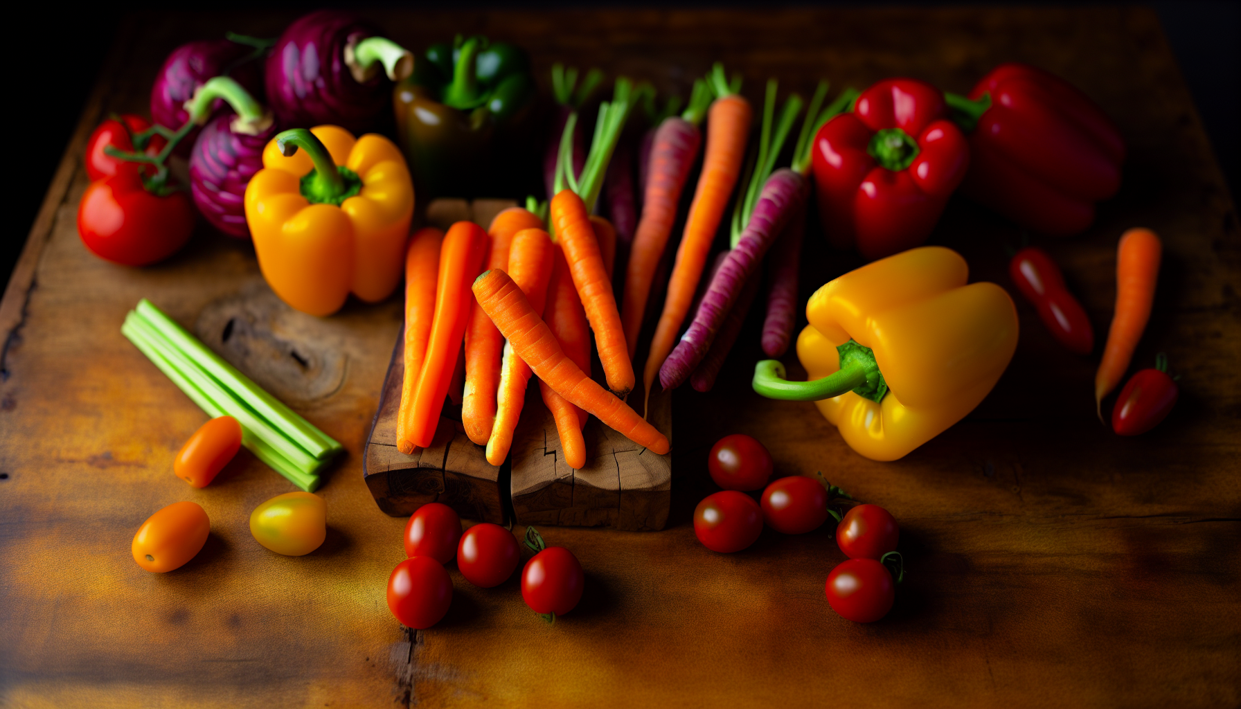 Colorful assortment of fresh vegetables and fruits