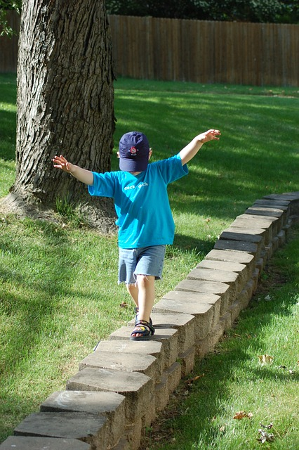 stone wall, child, kid