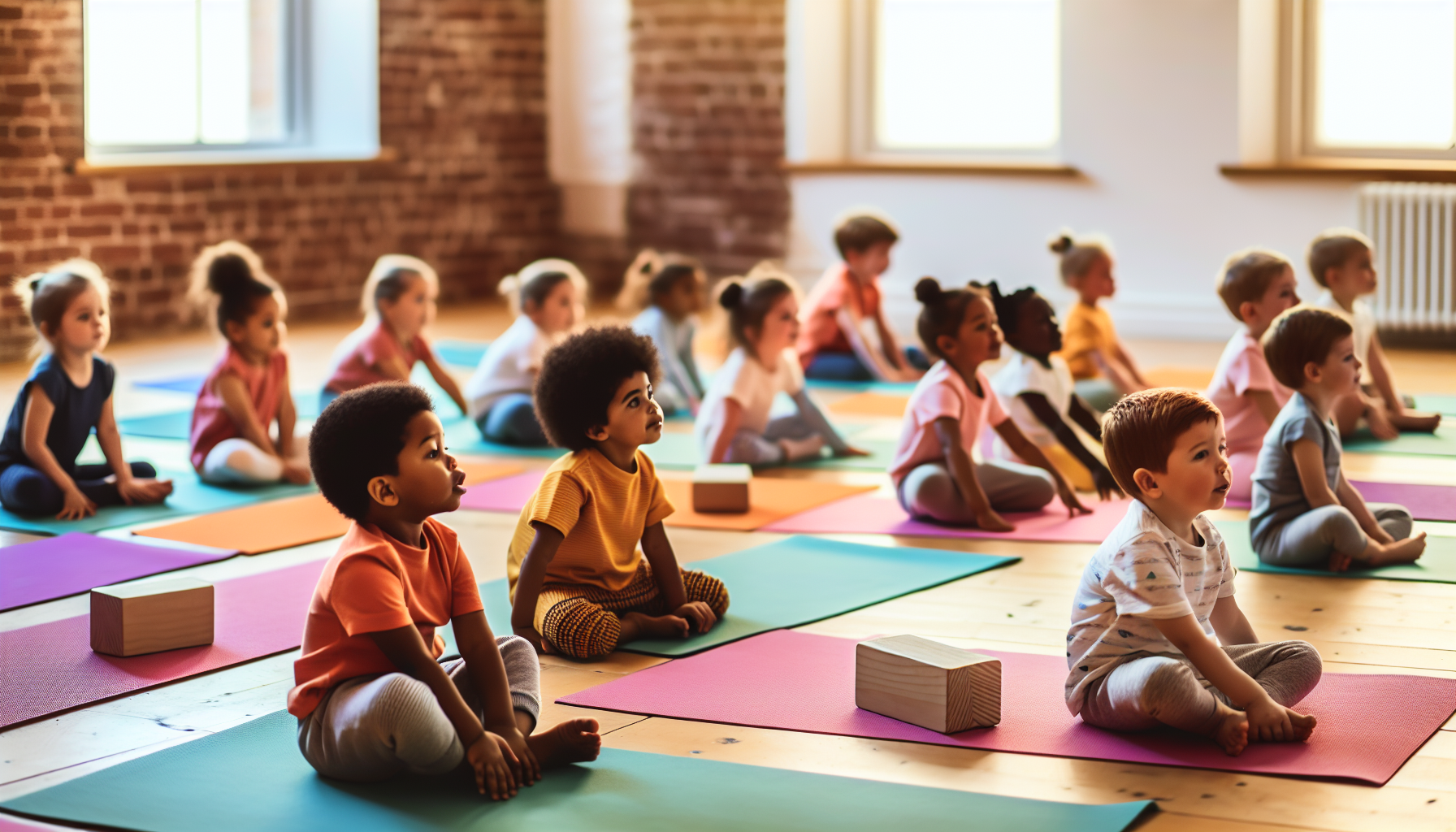 Toddlers adapting to yoga with supportive props