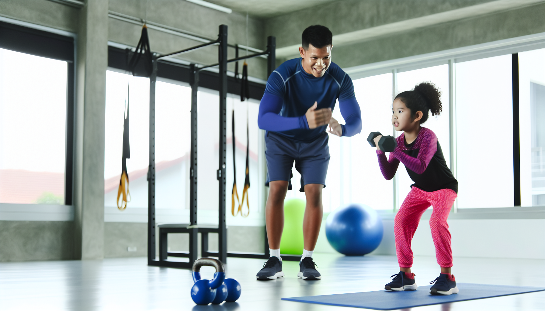 Parent and child exercising together