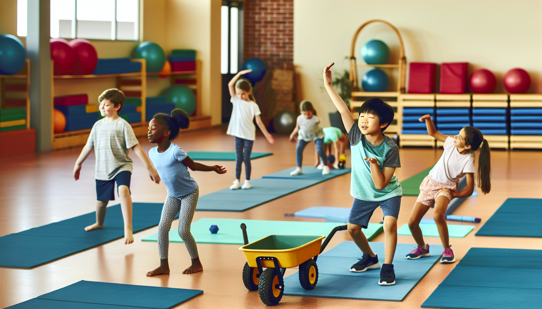 Kids practicing balance and coordination