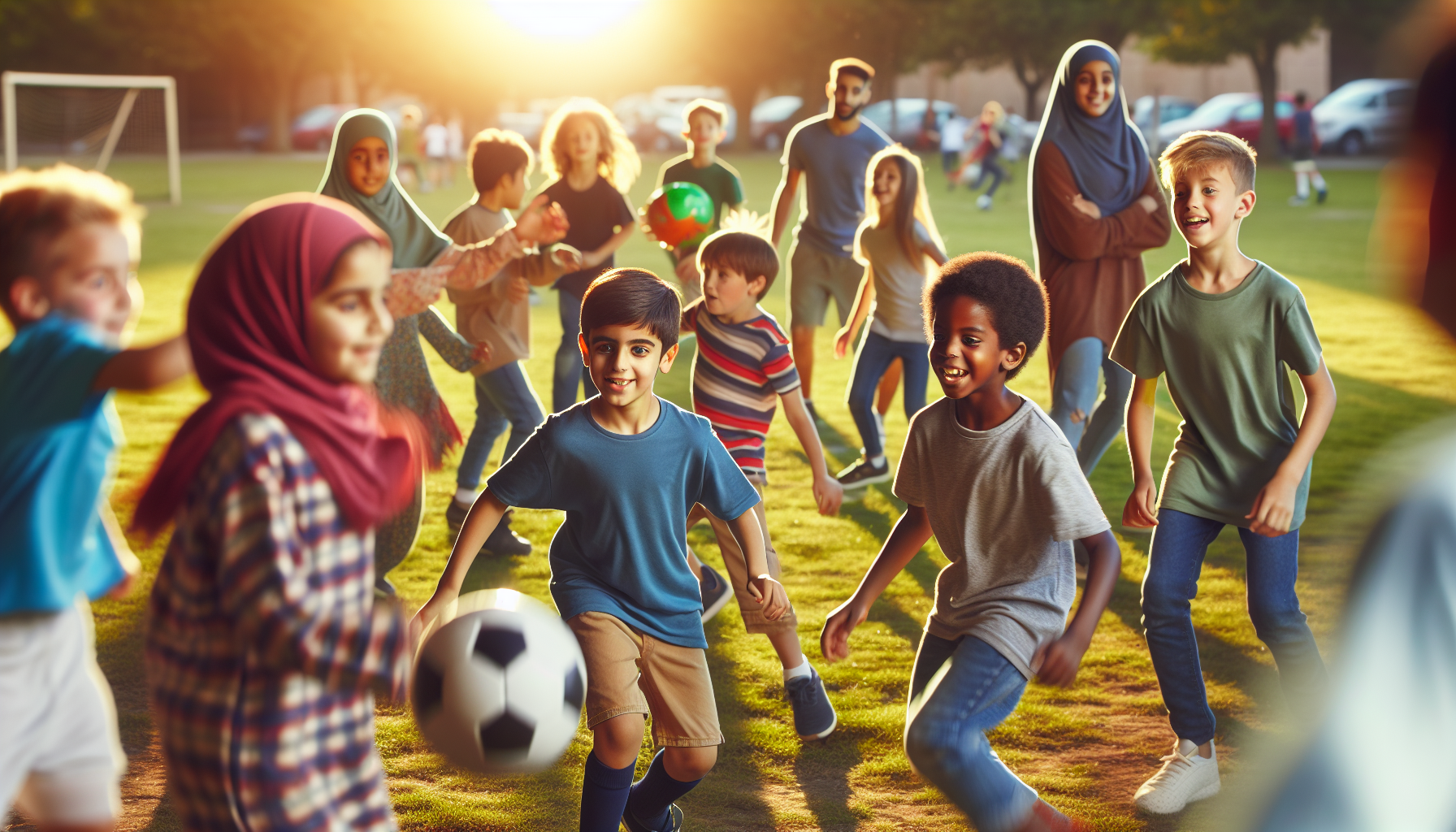 Children playing age-appropriate sports