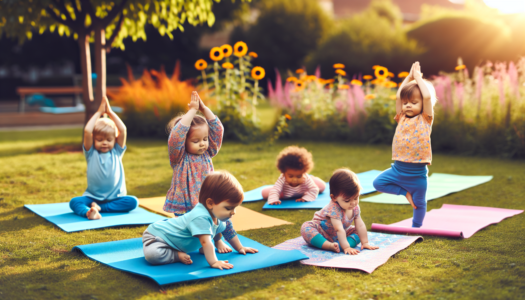 Toddlers practicing simple yoga poses