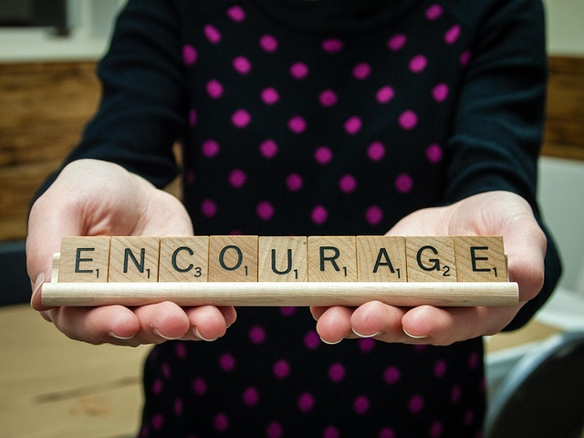 word, encourage, scrabble tiles